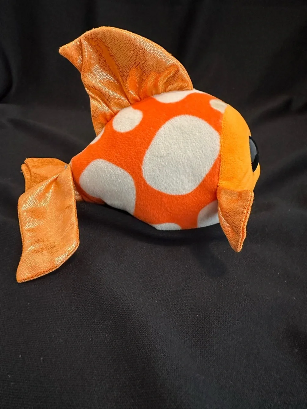 Ty Beanie Boos ‘Sami’ Orange White Polka Dot Fish Plush with Blue Sparkle Eyes